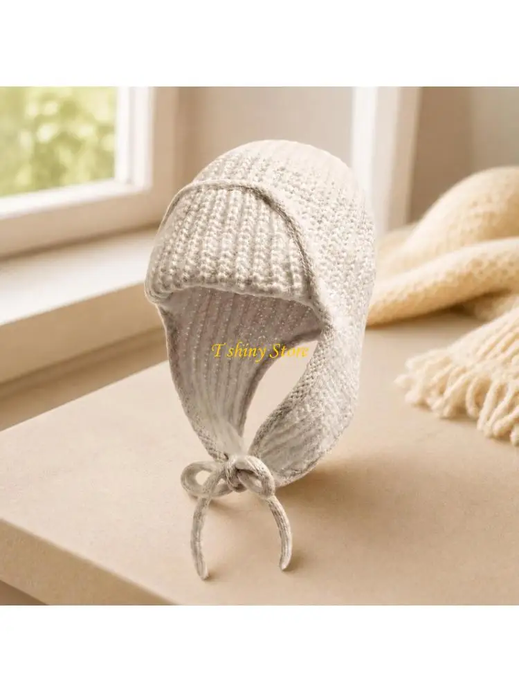 N58F Winter Earflap Hat with Extended Ear Panels, Tie-On Closure, and Fold-Up Wearing Option for Walks and Cycling Commutes