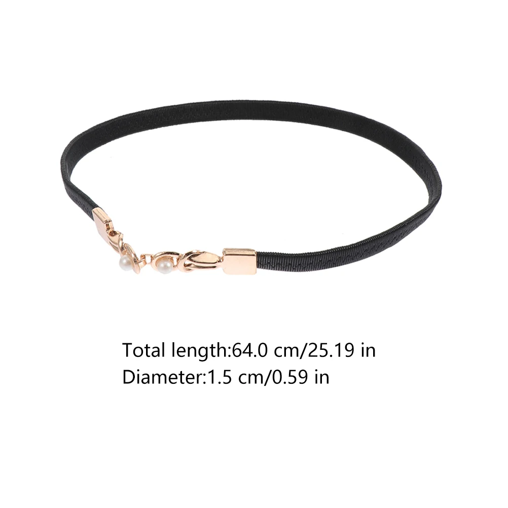 

Pearl Buckle Belts Elastic Decorative Waist Belts Fashion Women Simple Dress Belt Adjustable Lightweight Stylish Casual