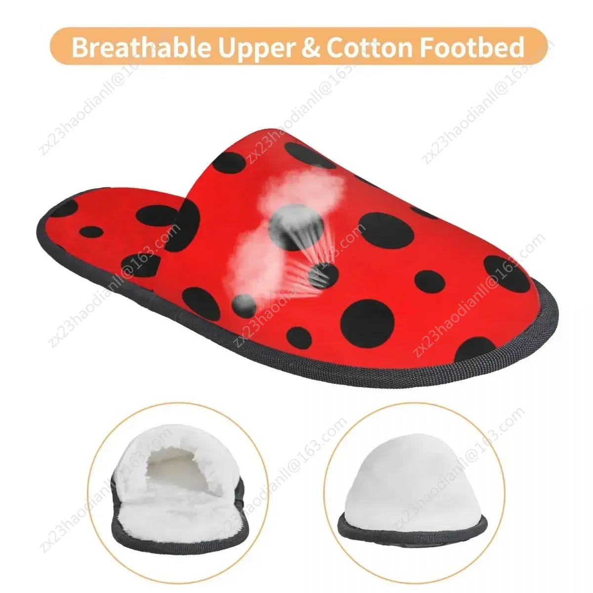 Winter Slipper Woman Man Fashion Fluffy Warm Slippers Ladybird Bug Polka Dot House Slippers Funny Shoes