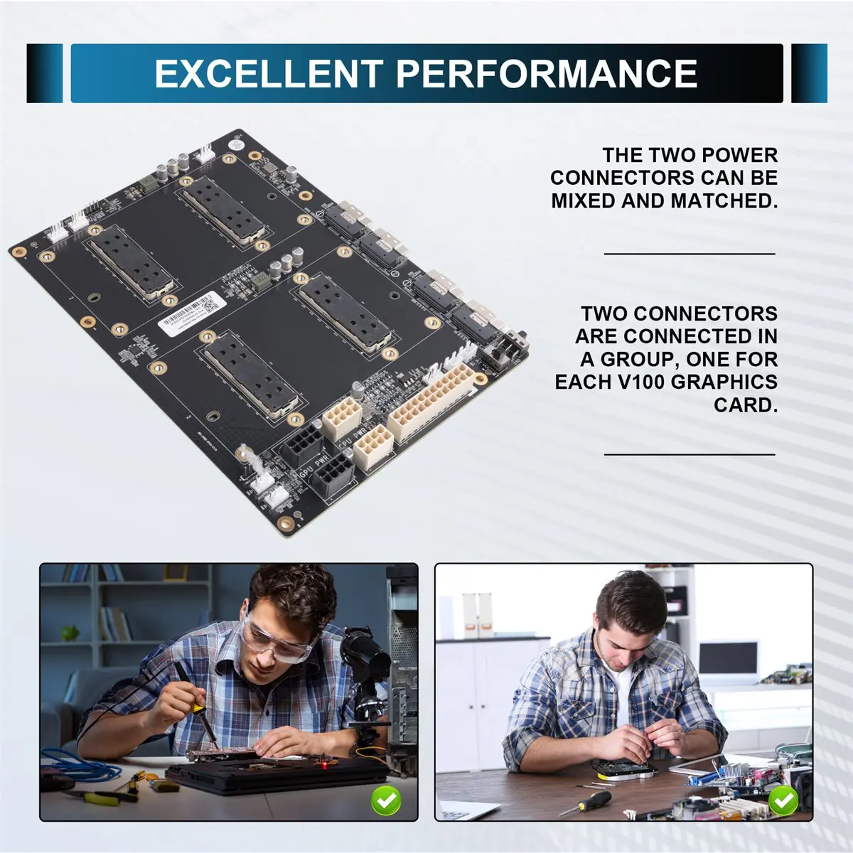 OKgood SXM2-300G Dual-Channel Pass-Through Baseboard V100 SXM2 Graphics Card 300G Integrated Nvlink Lite SXM2 Adapter Board