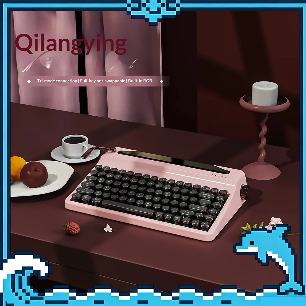 YUNZII QL75 Mechanical Keyboard Tri Mode Hot Swap Gasket Wireless Keyboard ABS typewriter style keycap Retro creativity