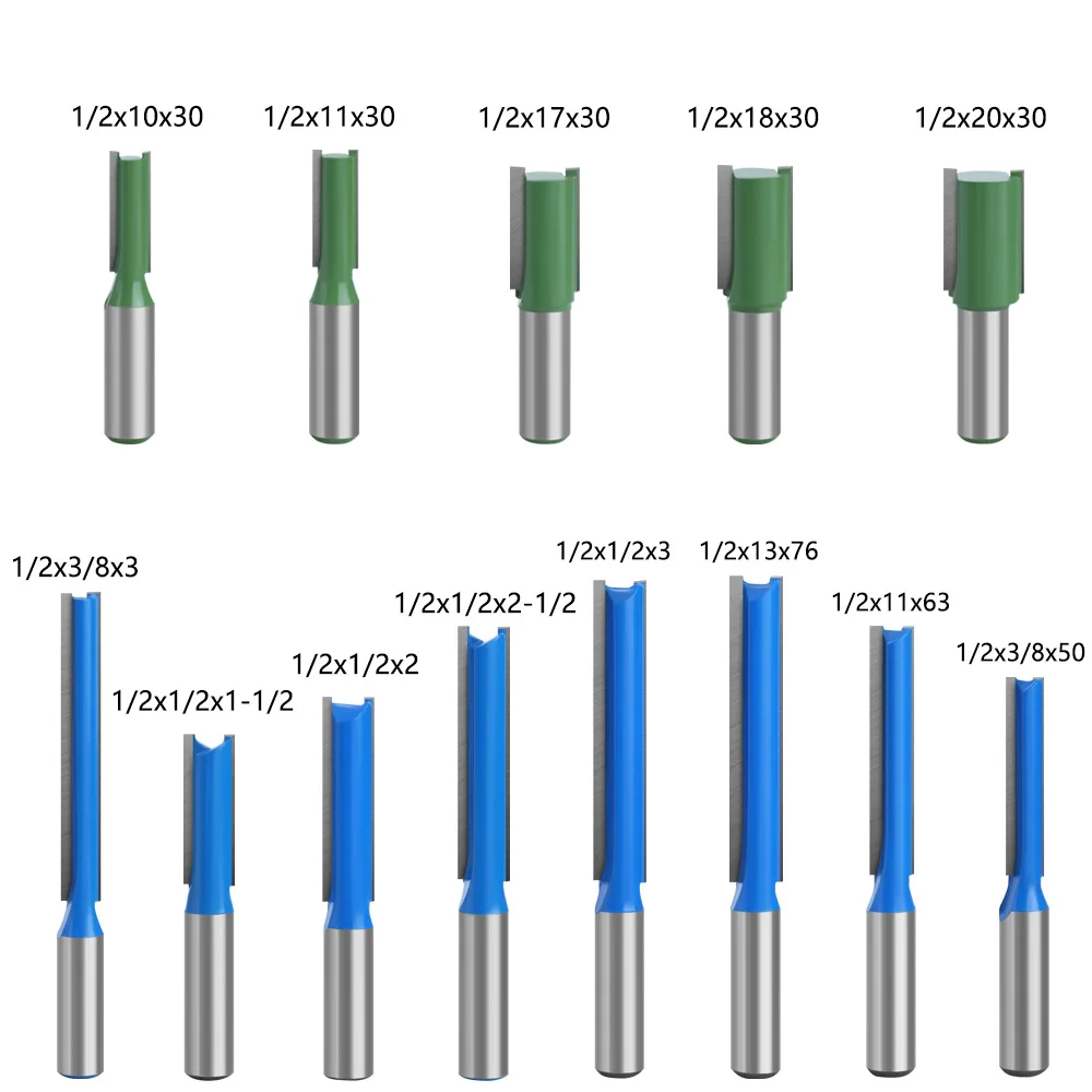 1PC 1/2" 12.7MM Shank Milling Cutter Wood Carving Blade Straight Knife Router Bit Carbide Woodworking End Mill Carving Trimming