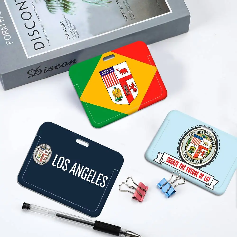 

Los Angeles Credential Badge Holder Lanyard for Business Meeting Visiting Hang Pass Tag ID Card Protector Case