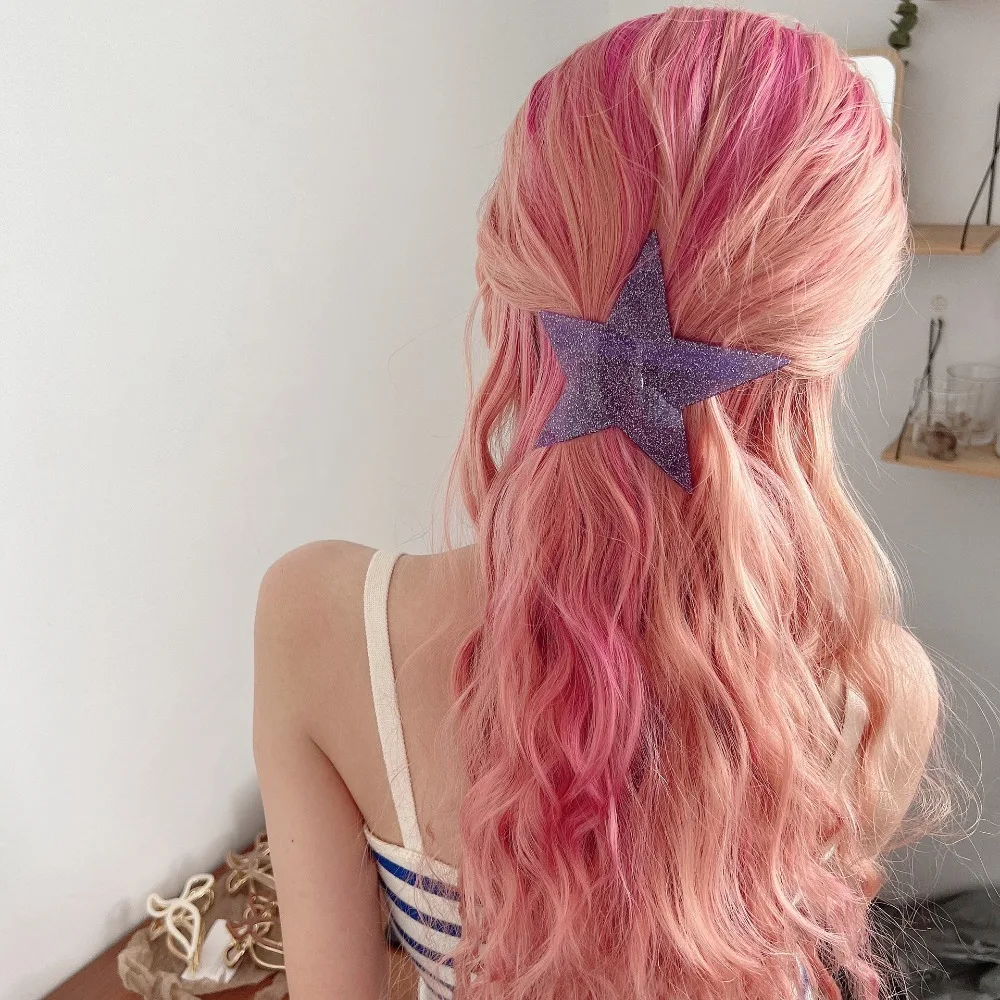 Y2K Star Hair Clips Glitter Finish Punk Rock Chic Hair Barrettes for Women Girls Cool Punk Star Design Non Slip Clip Headwear