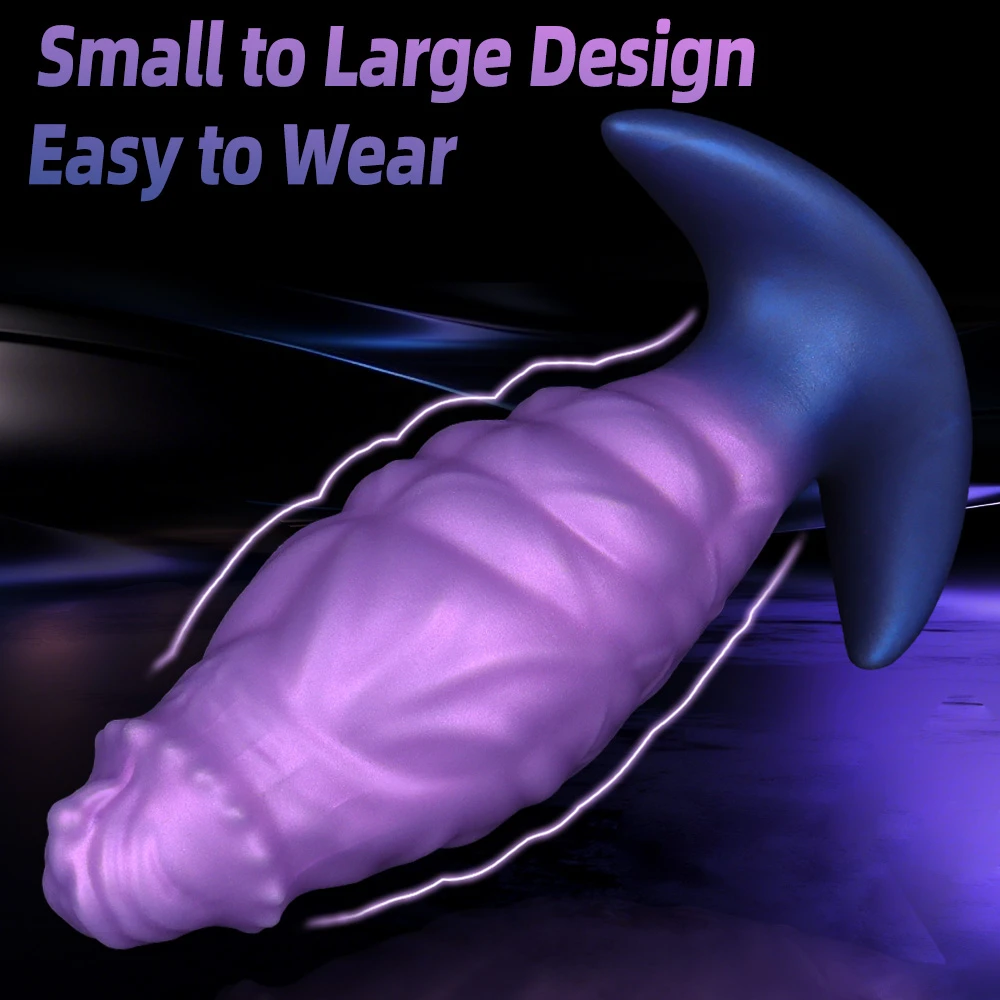 Anal Plug Dildo Wearing Purple Blue Gradient Texture Monster Fantasy Anal Dilator Unisex G-spot Stimulation Masturbator Sex Toys view 4