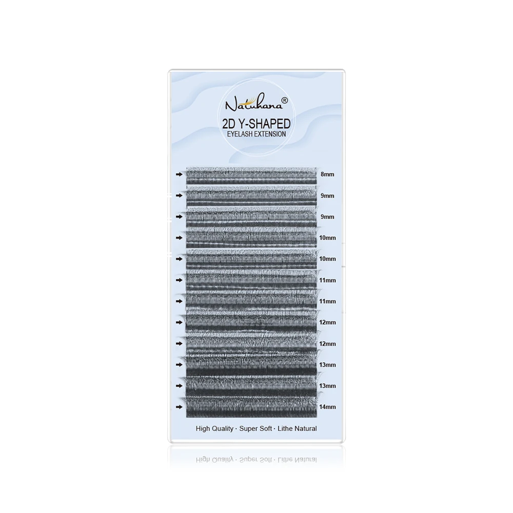 NATUHANA طرف واحد 2D YY جلدة حجم مسبق الصنع مروحة رمش ملحقات C/D/L/LU حليقة الطبيعية لينة 2D YY الفردية كاذبة رمش