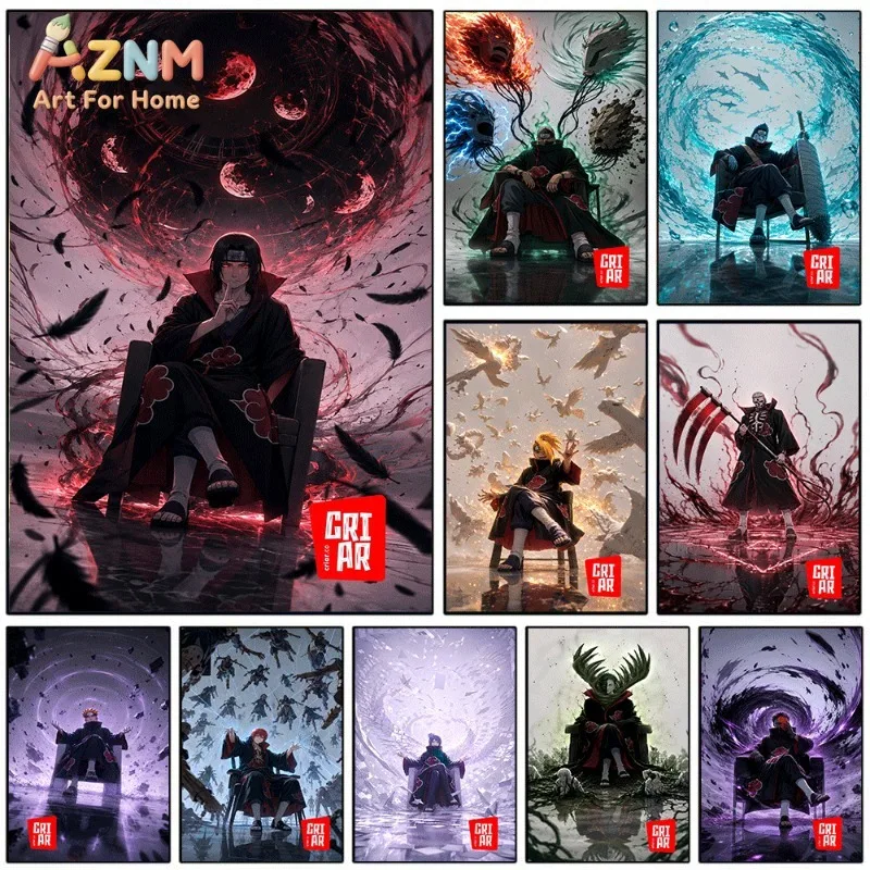 Anime Naruto Akatsuki Members Canvas Wall Art Unframed Canvas Poster Print for Boys Bedroom Living Room Home Decor Gift