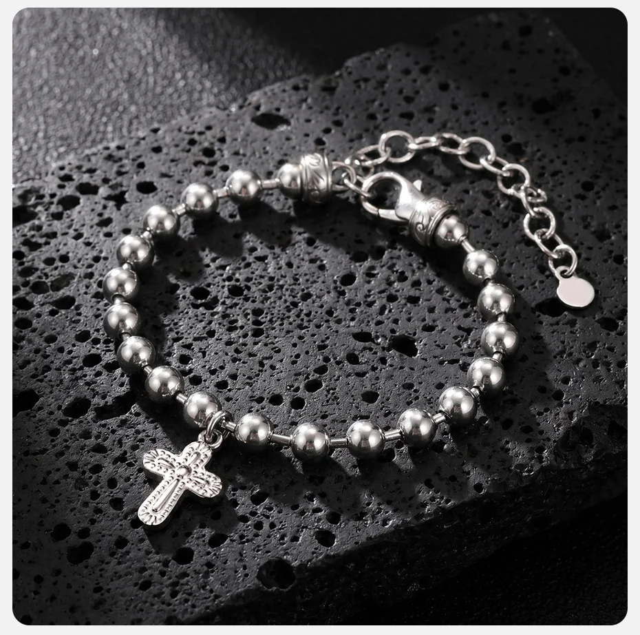 Vnox Edelstahl-Kreuzarmband für Herren, verstellbare Kette 19-24 cm, christlicher Schmuck, Punk-Gothic-Street-Style-Geschenk für Ihn – Detail 6