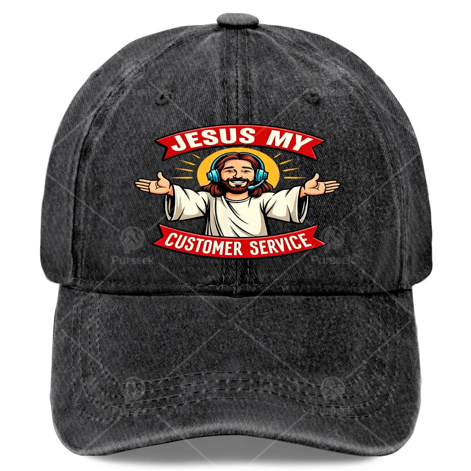 Unisex Trendy Washed Baseball Featuring a Graphic of And Customer Service Themes