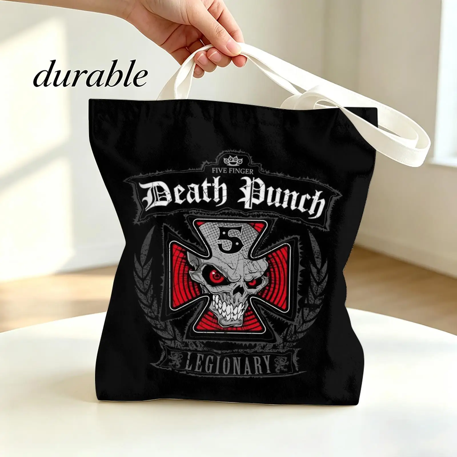 Five F-Finger Death P-Punch Storage Bags Canvas Tote Bag Double-Sided Print Lightweight Shoulder Travel Beach Bag Gift Eco
