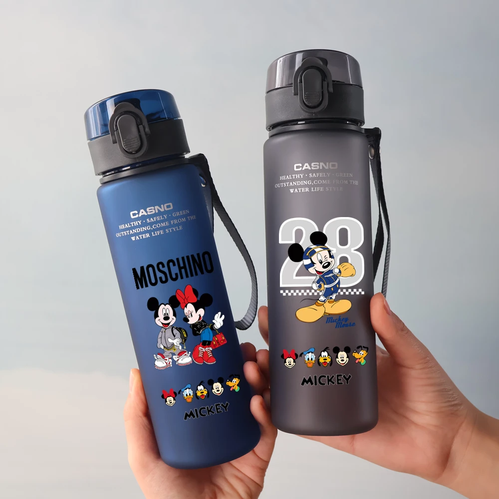 560ML Disney Mickey Minnie Mouse Water Cup grande capacità portatile in plastica per bambini Sport all'aria aperta per adulti ciclismo borraccia regalo