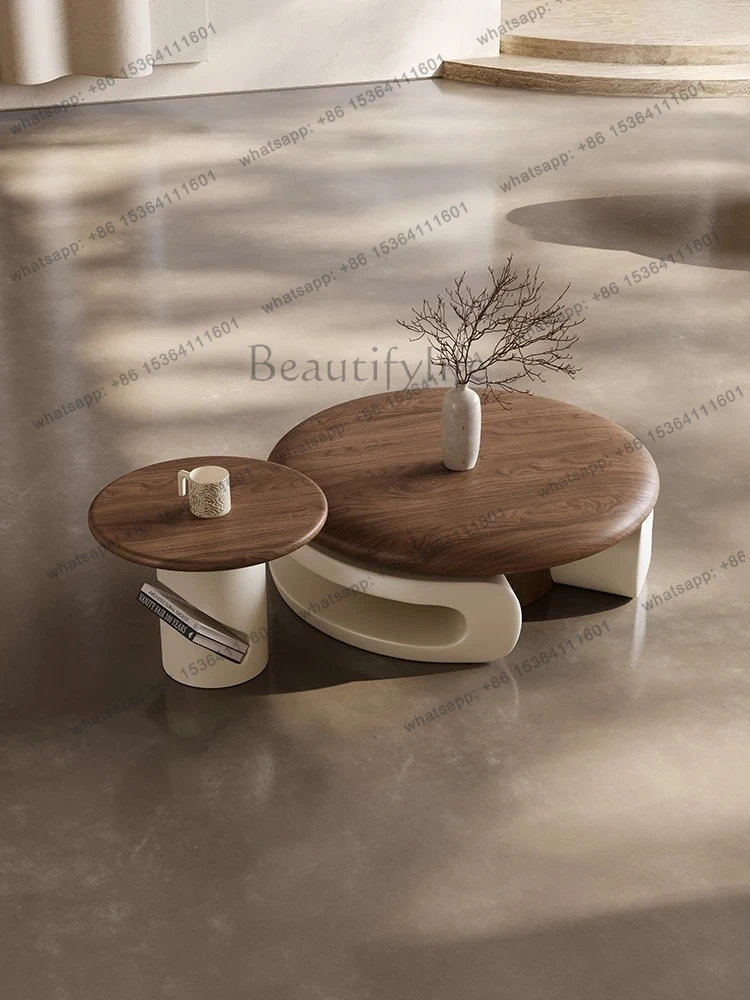 

Nordic modern size round coffee table combination home living room designer French retro coffee table