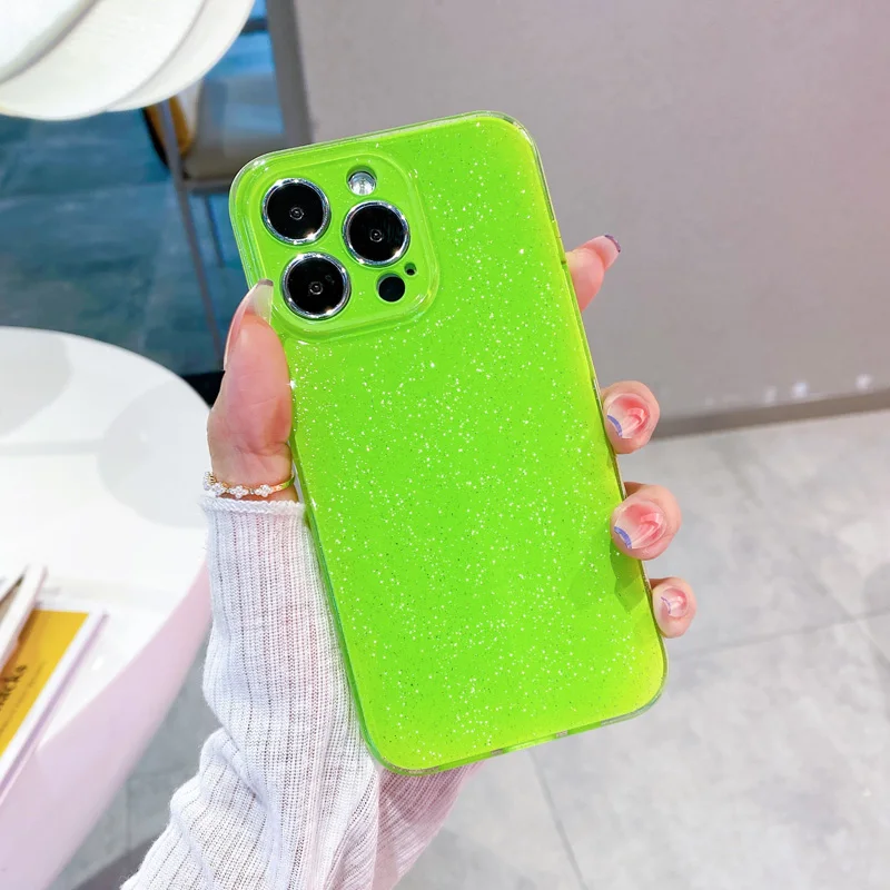 Luxury Glitter Candy Color Phone Case for IPhone 11 12 13 14 15 Pro Max XS Max 16 15Plus Bumper Shockproof Soft Silicone Cover