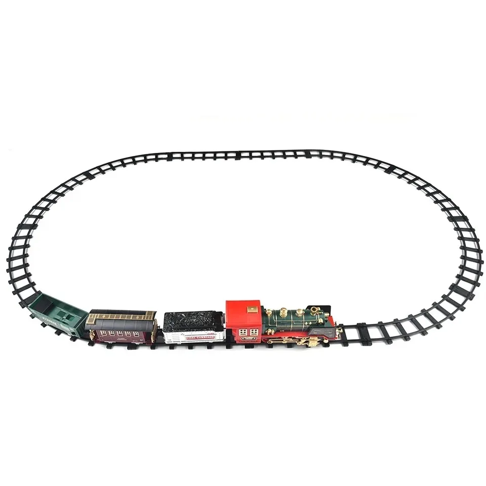 Children Electric Train Toy Classical Smoking Set Rail Track Retro Steam Train Military Car Truck Model Toy Boy Toys Kids Boy