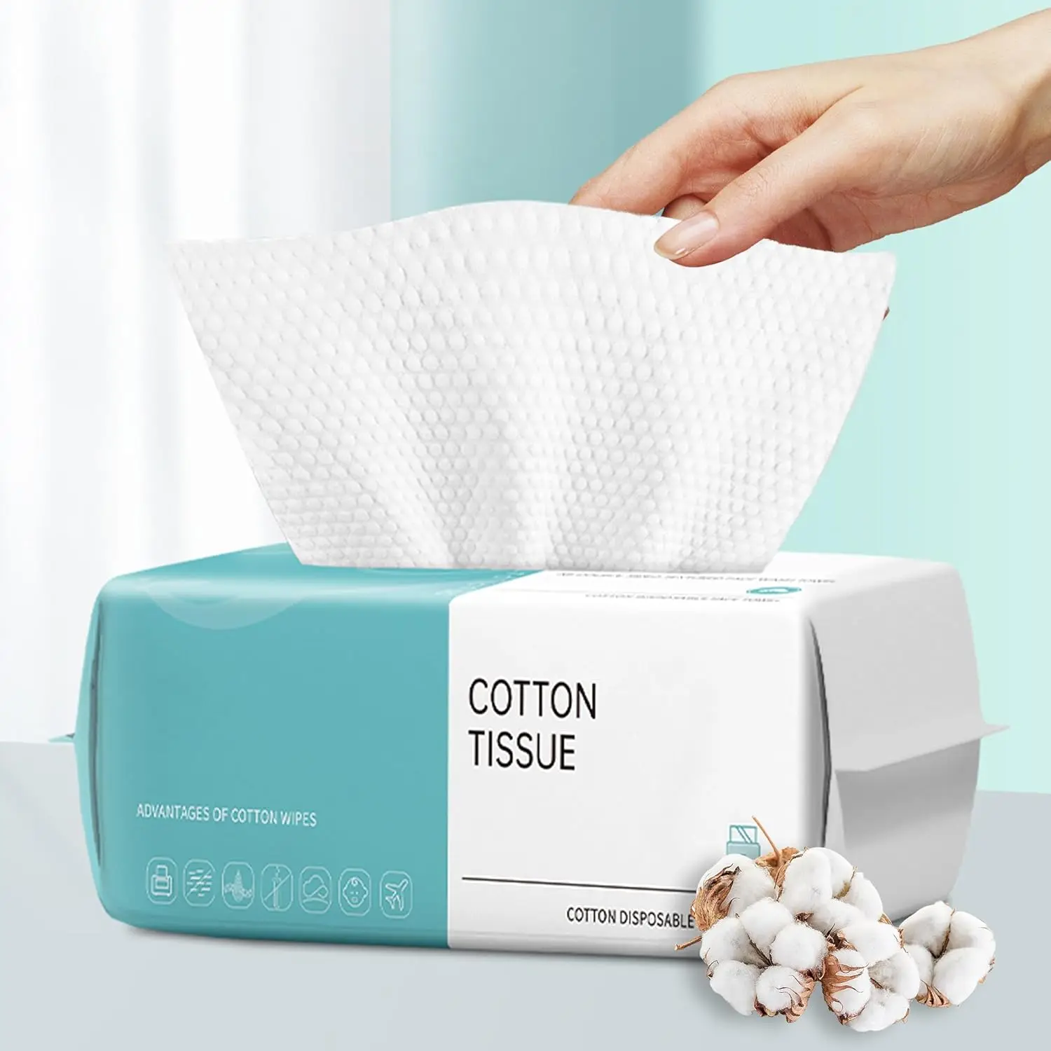 Upgraded Thickened Disposable Face Towel, Cotton Dry Wipes for Sensitive Skin, Makeup Remover, 100 Sheets