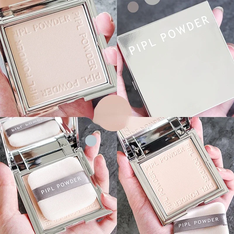 Make Up Compact Powder Girls Silver Square Concealer Brighten Pressed Powder Oil-control Long Lasting Waterproof Cosmetic Powder