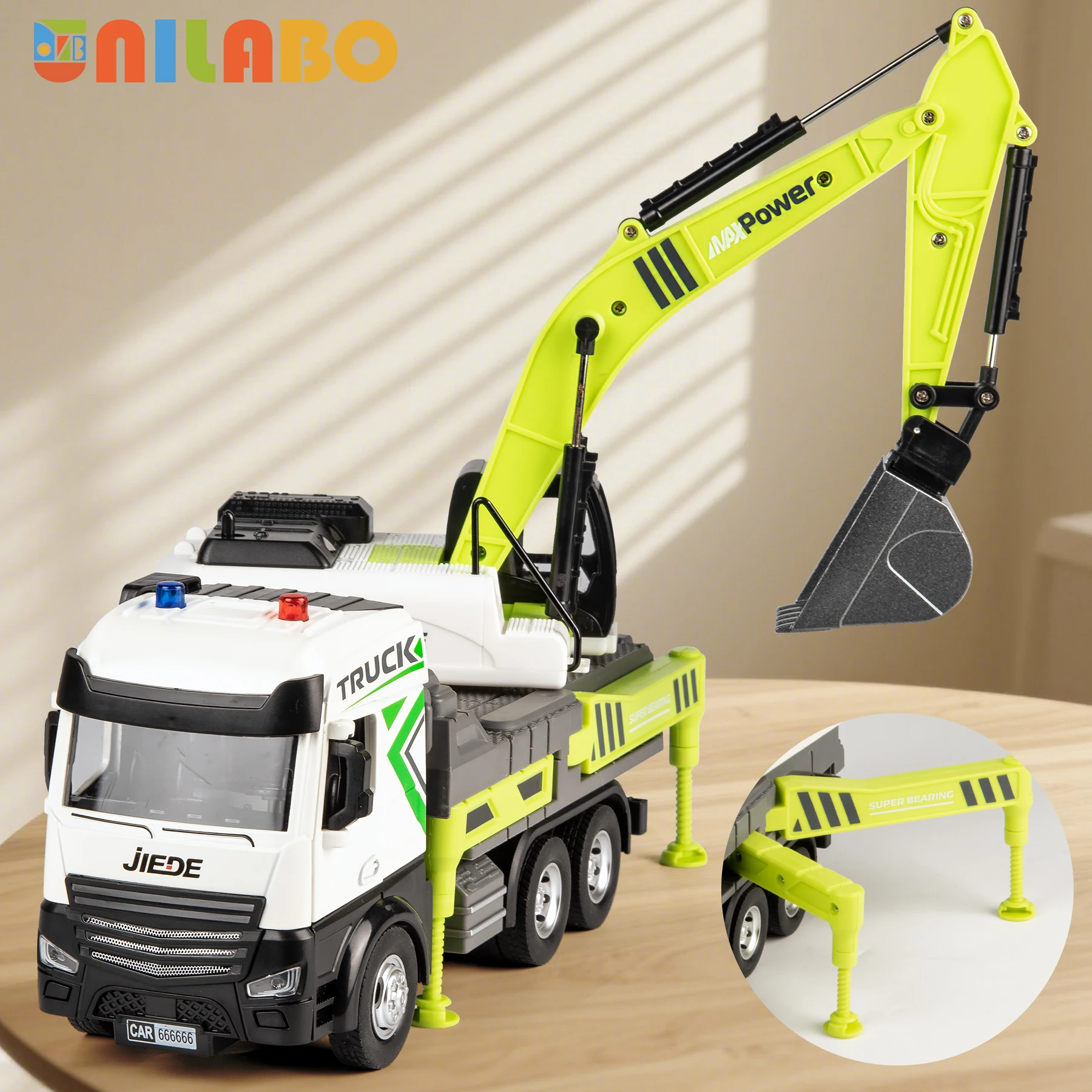 

Alloy 1:40 Vehicle Excavator Toy Extendable Arms Rotating Platform Inertia Power Light Sound Perfect Birthday Gift Boys Girls 3+