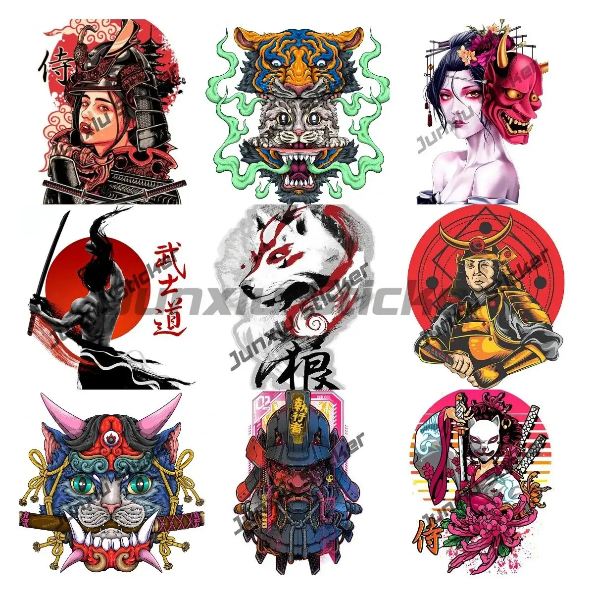 

Japanese Samurai Stickers Japan Geisha Bushido Devil Mask Sticker Funny Occlusion Scratch Exterior Decor Decal Accessories