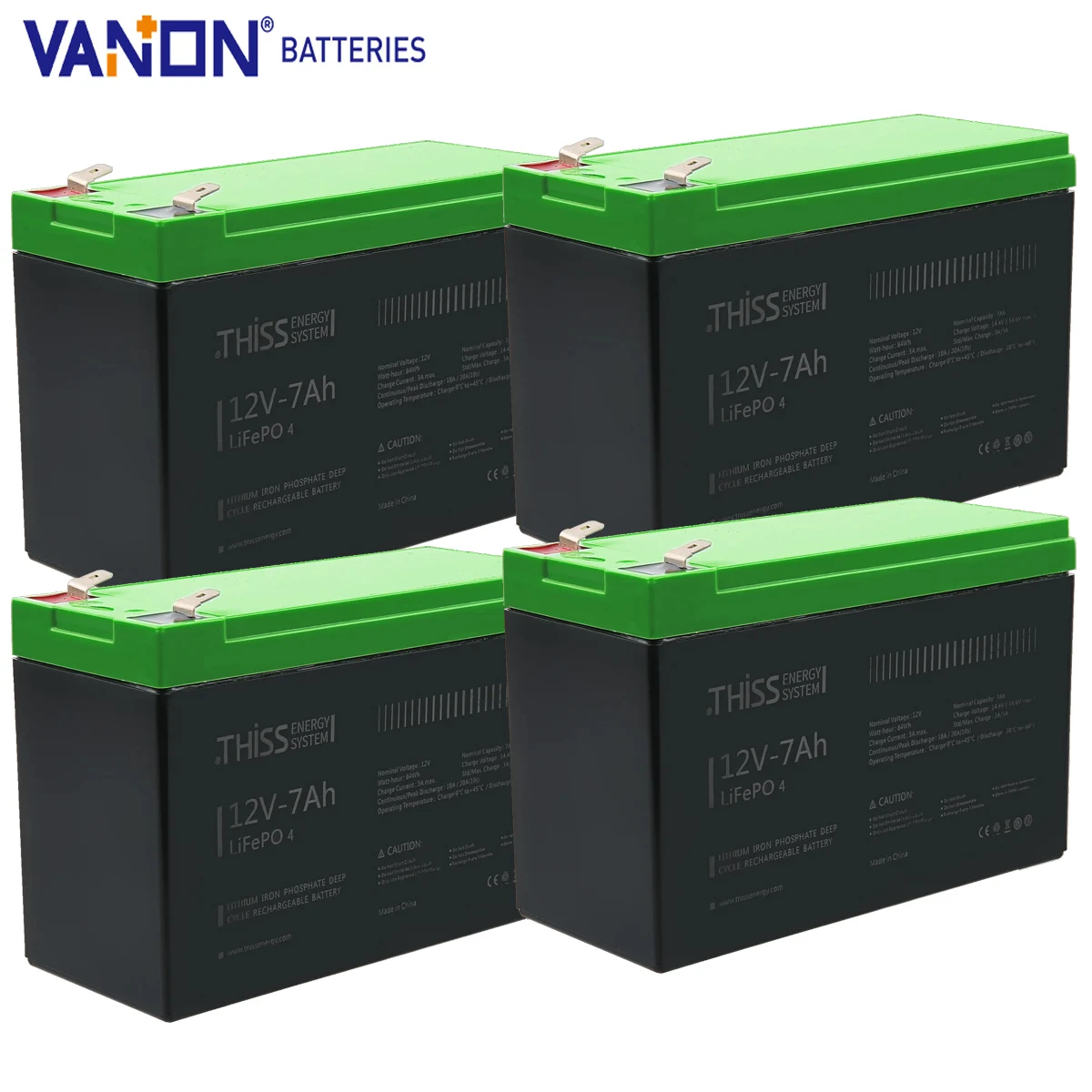 

4Pack LiFePO4 Deep Cycle Battery 12V 7Ah, Built-in BMS Replacing Most Backup Power and Off Grid Applications for Home Storage