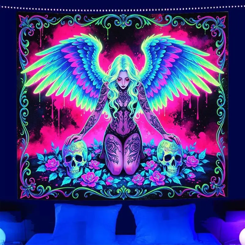 VIKAMA Cyberpunk Mushroom Starry Sky Tapestry psychedelic Galaxy Background Wallpaper Decoration Room Decoration Home Decor