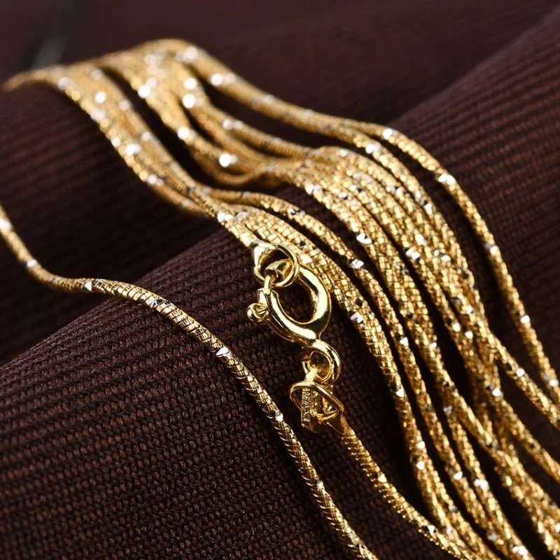 

925 Silver Two Toned 1mm Thin Snake Chain Link Necklace Women Italy Trendy Lightweight Dainty Stackable 40/45cm Choker Necklaces