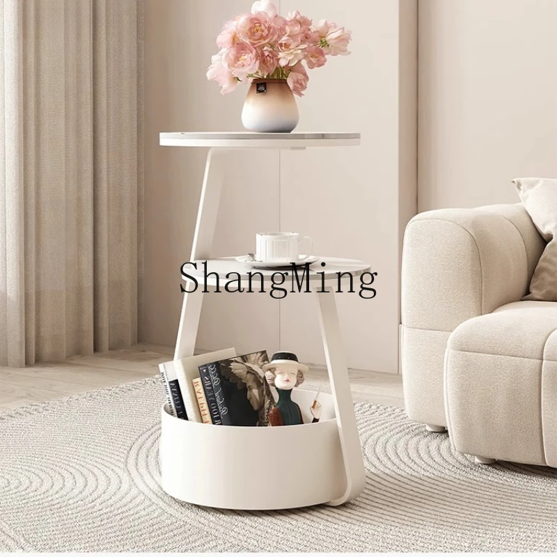 

LXY cream style modern simple small round table living room small apartment bedside table