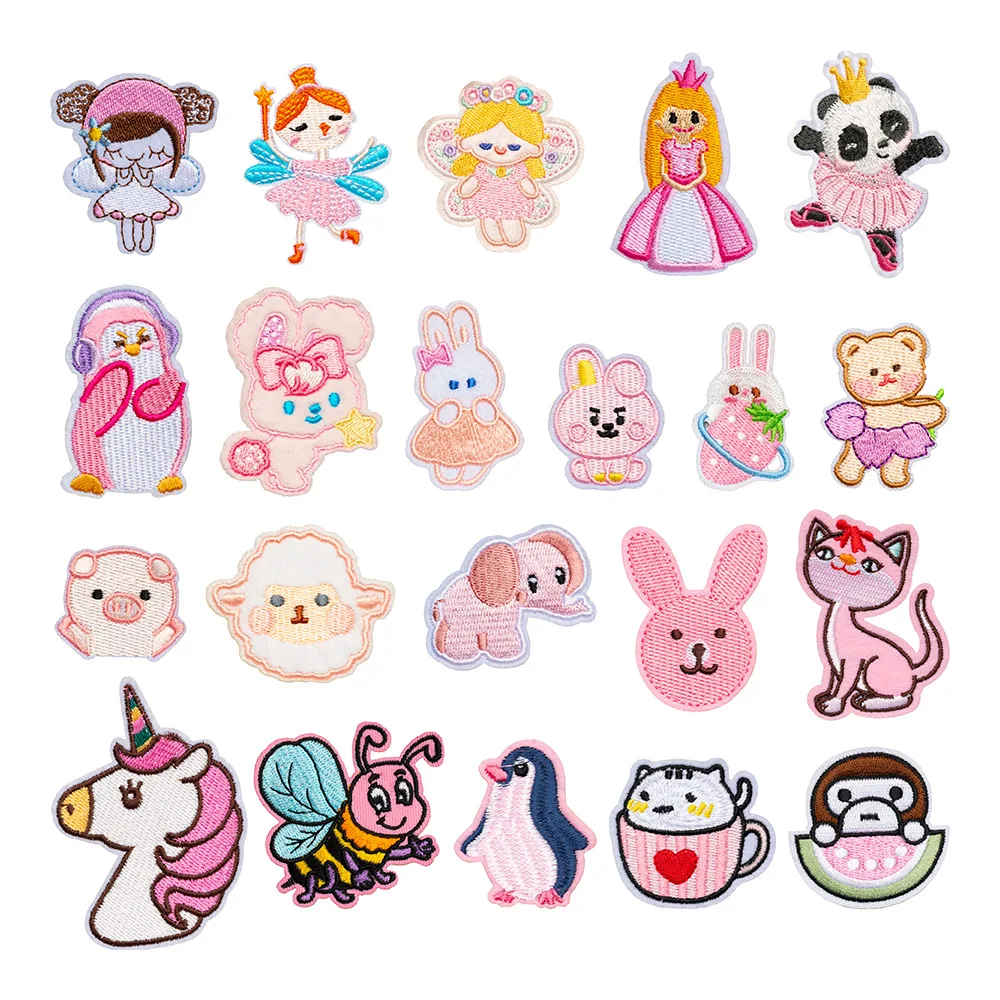 

Pink Cartoon Cloth Patch Embroidery Patches Children's Clothing Bags Shoes and Hats Decorative Embroidered Applique Scp