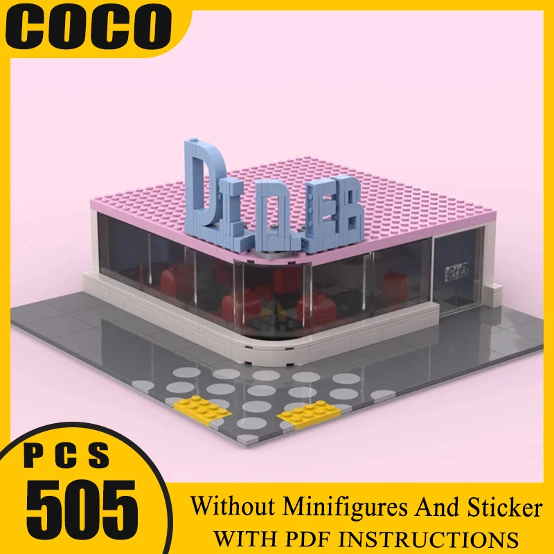 

Moc Building Blocks The Diner Technology Modular Bricks Model Gifts Christmas Toys DIY Sets Assembly