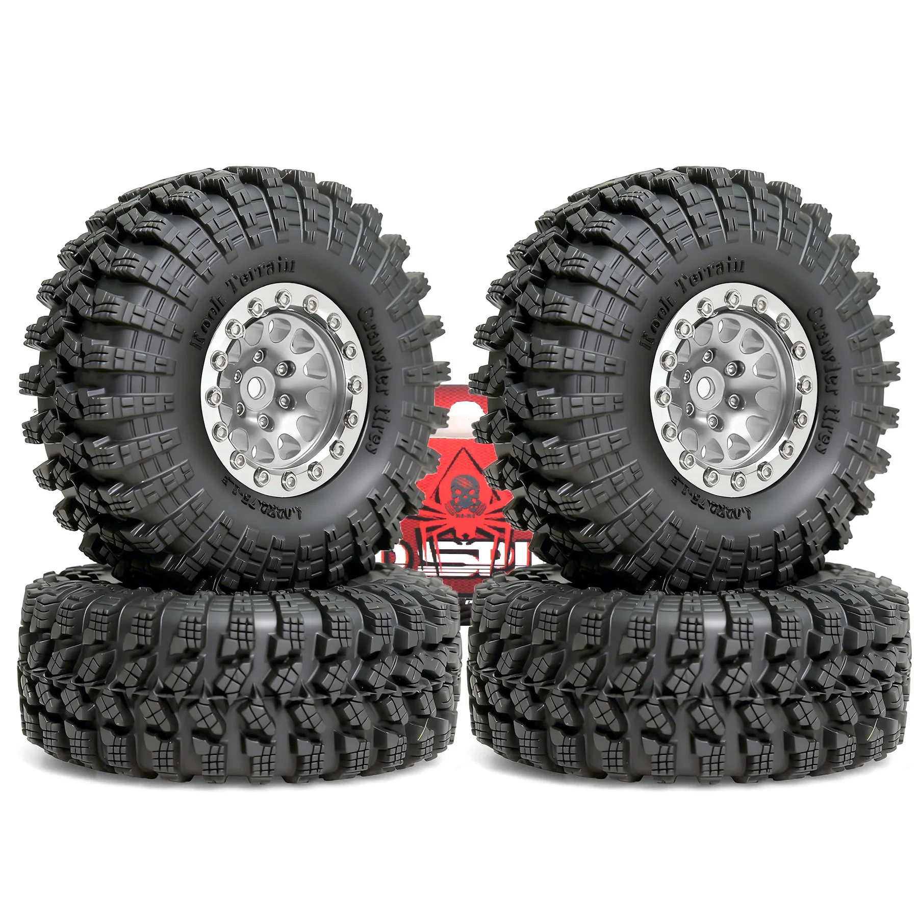 

RED SPIDER 4pcs 70mm 1.3" Metal Beadlock Wheel and Tire for 1/18 1/24 Traxxas TRX4M Axial SCX24 FCX24 Ascent-18 Upgrade Parts