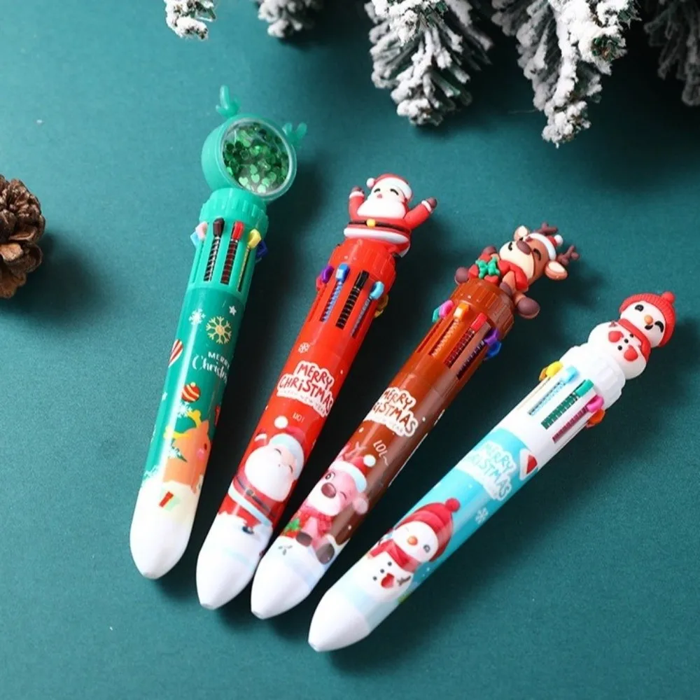 3-in-1 Christmas Stationery Set Gel Pen Santa Snowflake Holiday Gift Set Decorative Keychain Festive Stationery Kit Xmas Gift