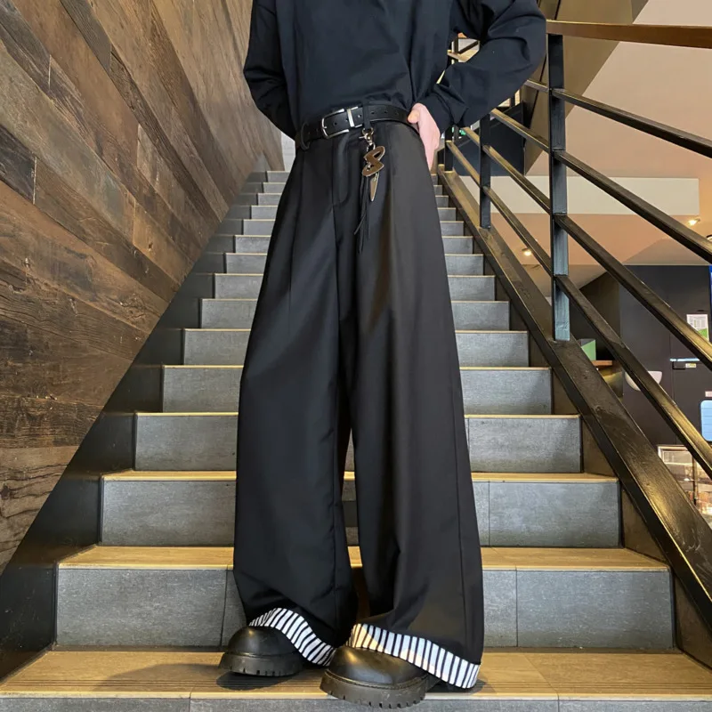 Grey Black Suit Pants Men Fashion Society Mens Dress Pants Korean Loose Casual Wide Leg Pants Mens Office Formal Trousers 4XL