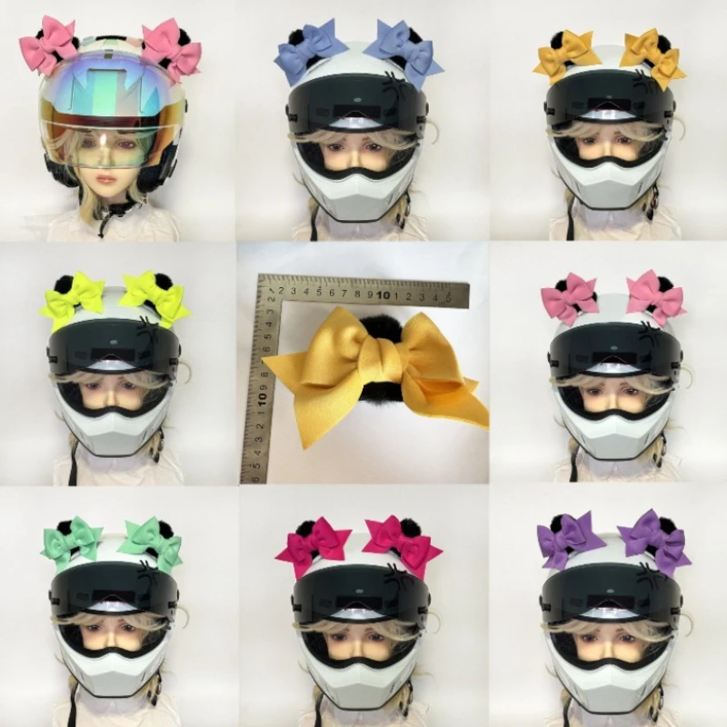 

2PCS/Set Motorcycle Helmet Butterfly Knot Ears Decoration Moto Riding Sking Helmet Sticker Accessories Styling for Women