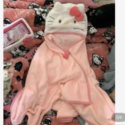 Hello Kitty New Four Seasons Cute Pink Girl Heart Cloak Cloak Home Furnishing Dormitory Air Conditioning Blanket Wholesale