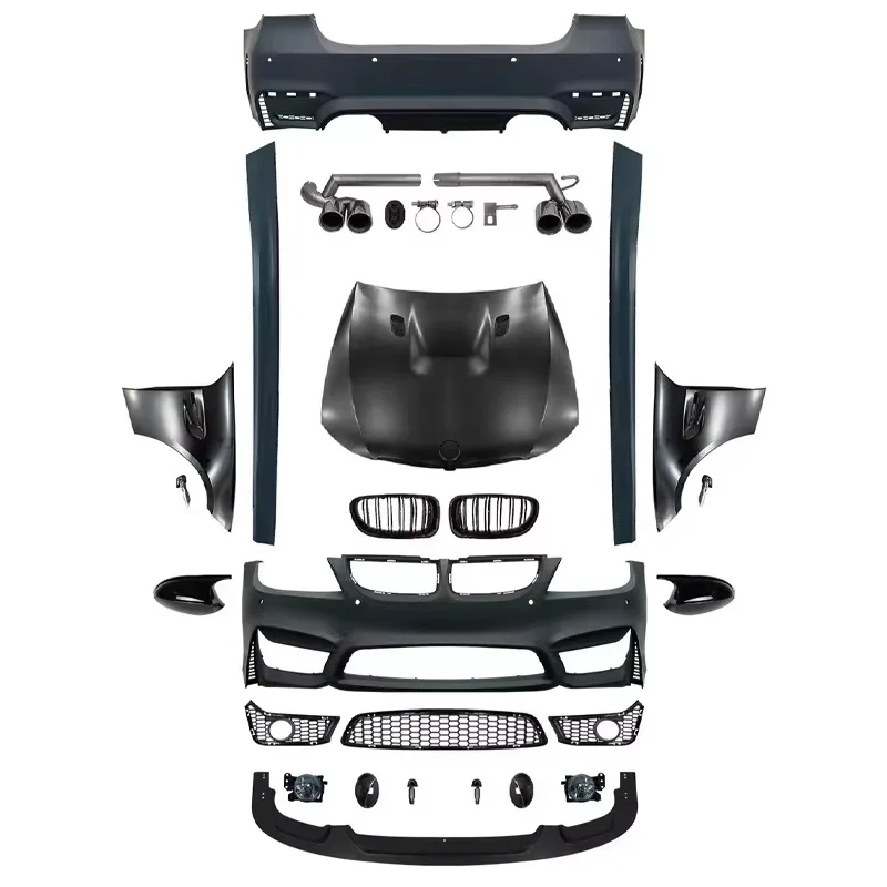 

high quality For BMWS 3 Series E90 Auto Parts Set M4 Style Kit with Hood Fenders Bumpers and Fog Light Hole Exhaust Cut-Outs