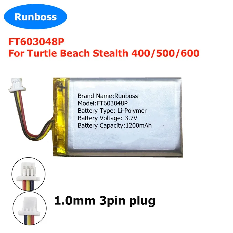 Wireless Headset Battery 3.7V 900mAh FT603048P for Turtle Beach Ear Force Stealth 400, 500, 600