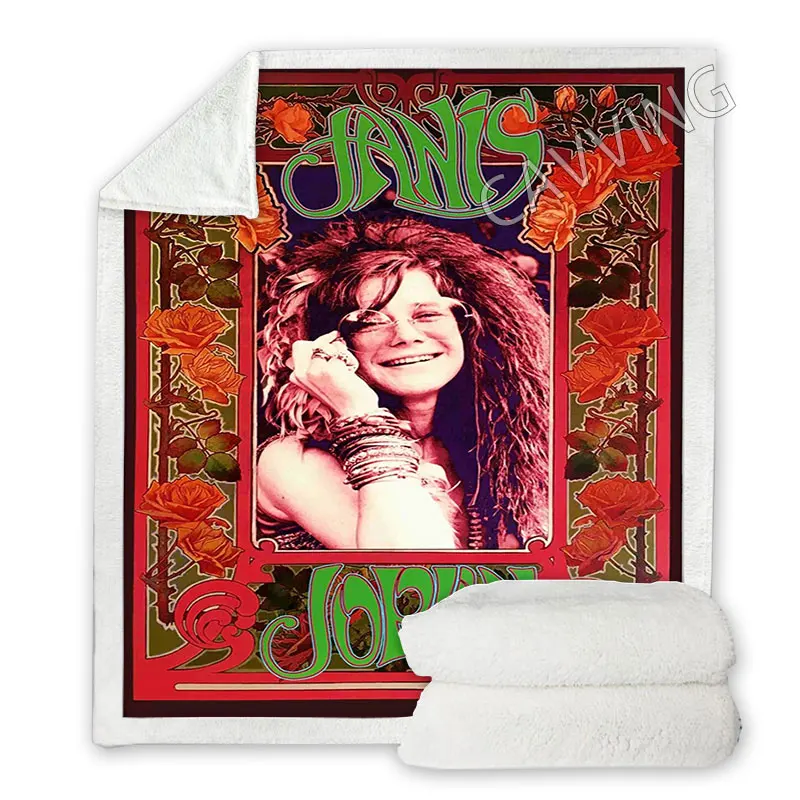 Janis Joplin 3D Printed  Sherpa Blanket Rectangle Blanket Textiles Fleece Wearable Blanket Throw Blanket  Home Decor