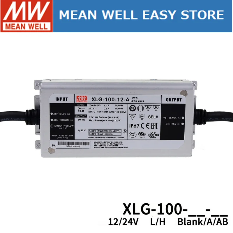 MEAN WELL XLG-100 XLG-100-12-A XLG-100-24-A XLG-100-H-A XLG-100-L-A XLG-100-H-AB XLG-100-L-AB MEAN WELL XLG 100 100W