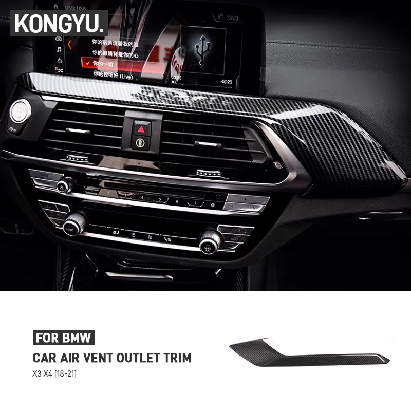 

For BMW X3 G01 X4 G02 iX3 G45 2018-2021 Carbon Fiber Car Instrument Panel Air Outlet Frame Trim Stickers Interior Accessories