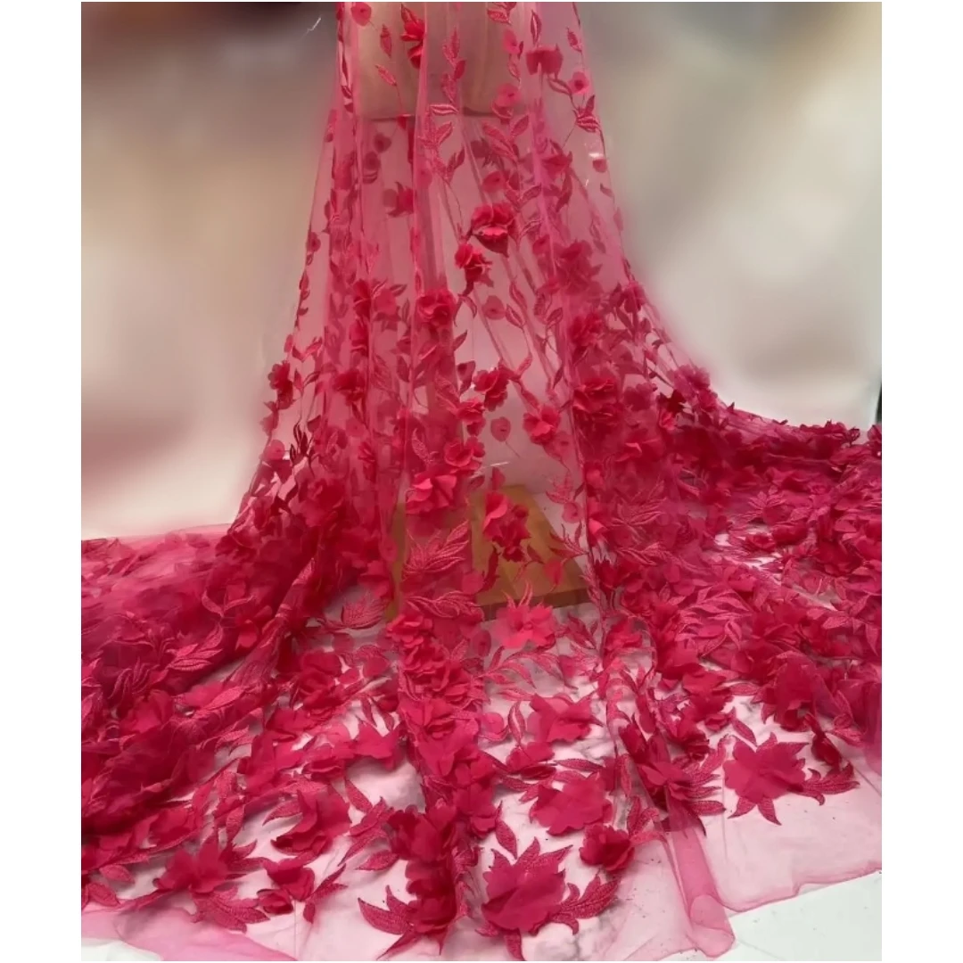

Latest Elegant Best Quality Delicate Very Soft 3D Applique Lace Fabric For Wedding Evening Dress NN5319_R