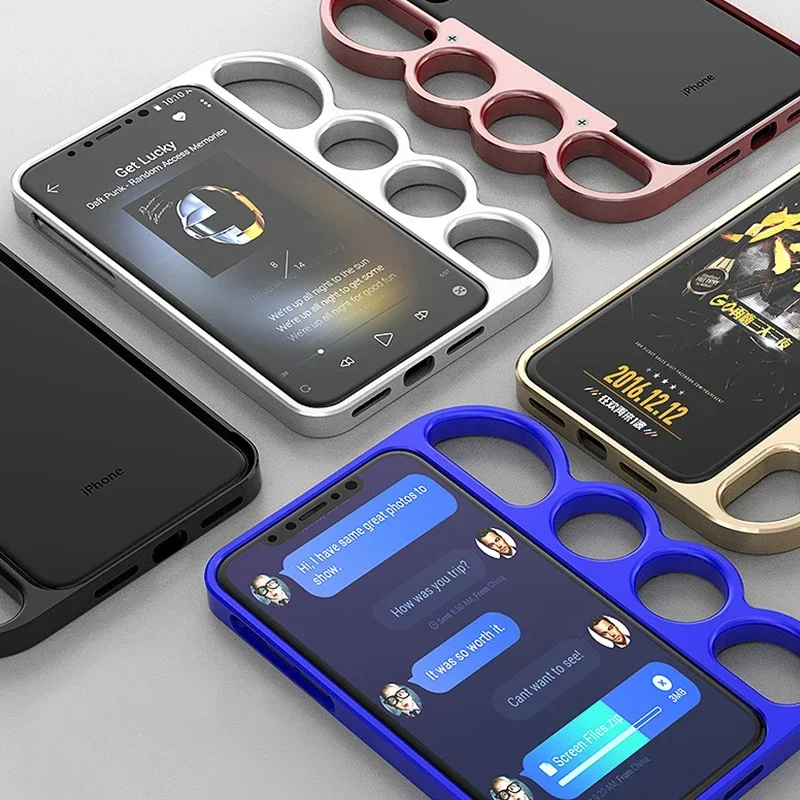 Self-Defense Gloves Mobile For IPhone 13 12 11 X XS Phone Case Aluminum Alloy Super Anti-Drop Suitable For 7 8 Plus 5 Protective