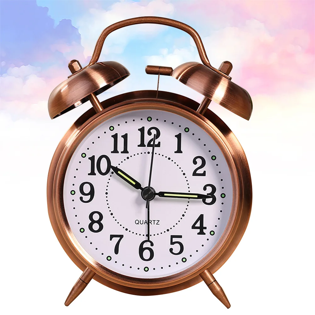 

1Pcs Classic Desktop Alarm Clock Metal Double Bells Luminous Silent Table Clock Night Light Bedroom Home Office