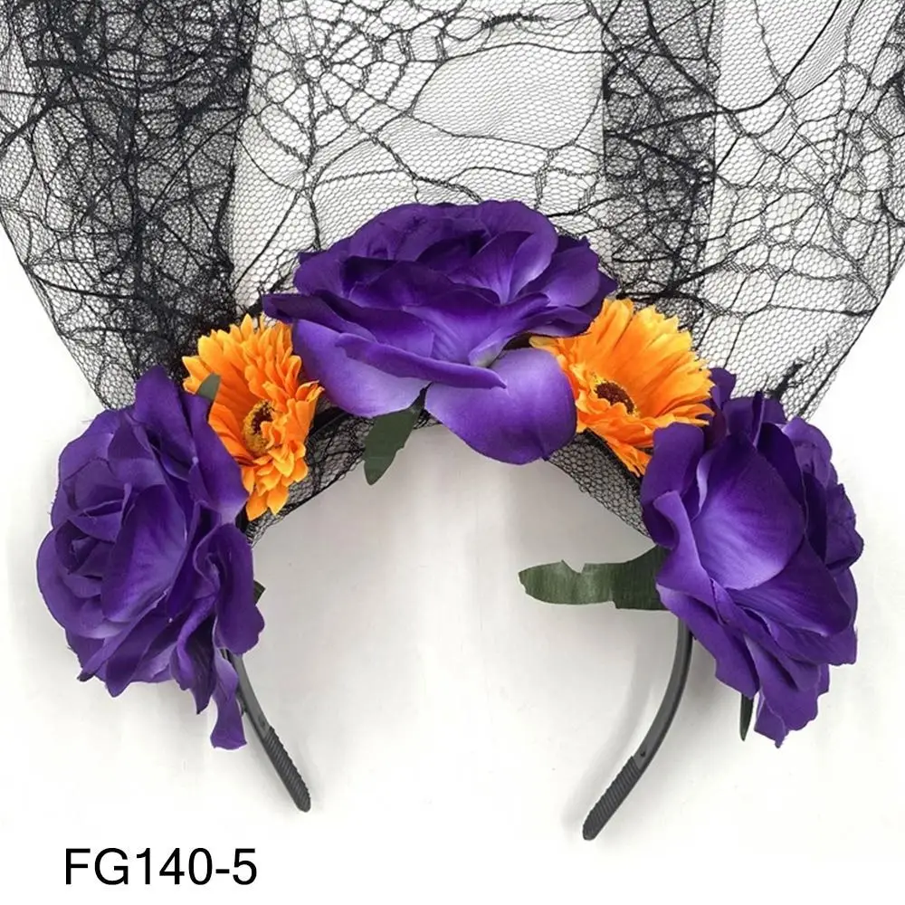 Plastic Flower Headband Unisex Adult Colorful Festive Cinco De Mayo Halloween Plastic Flower Headband Unisex Adult Colorful Festive Cinco  main image 4