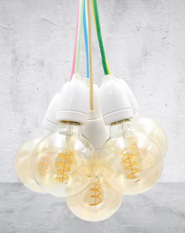 Vintage Hemp Rope Cord sets Ceiling  Light With Ceramic Lamp Holder Without LED Bulb