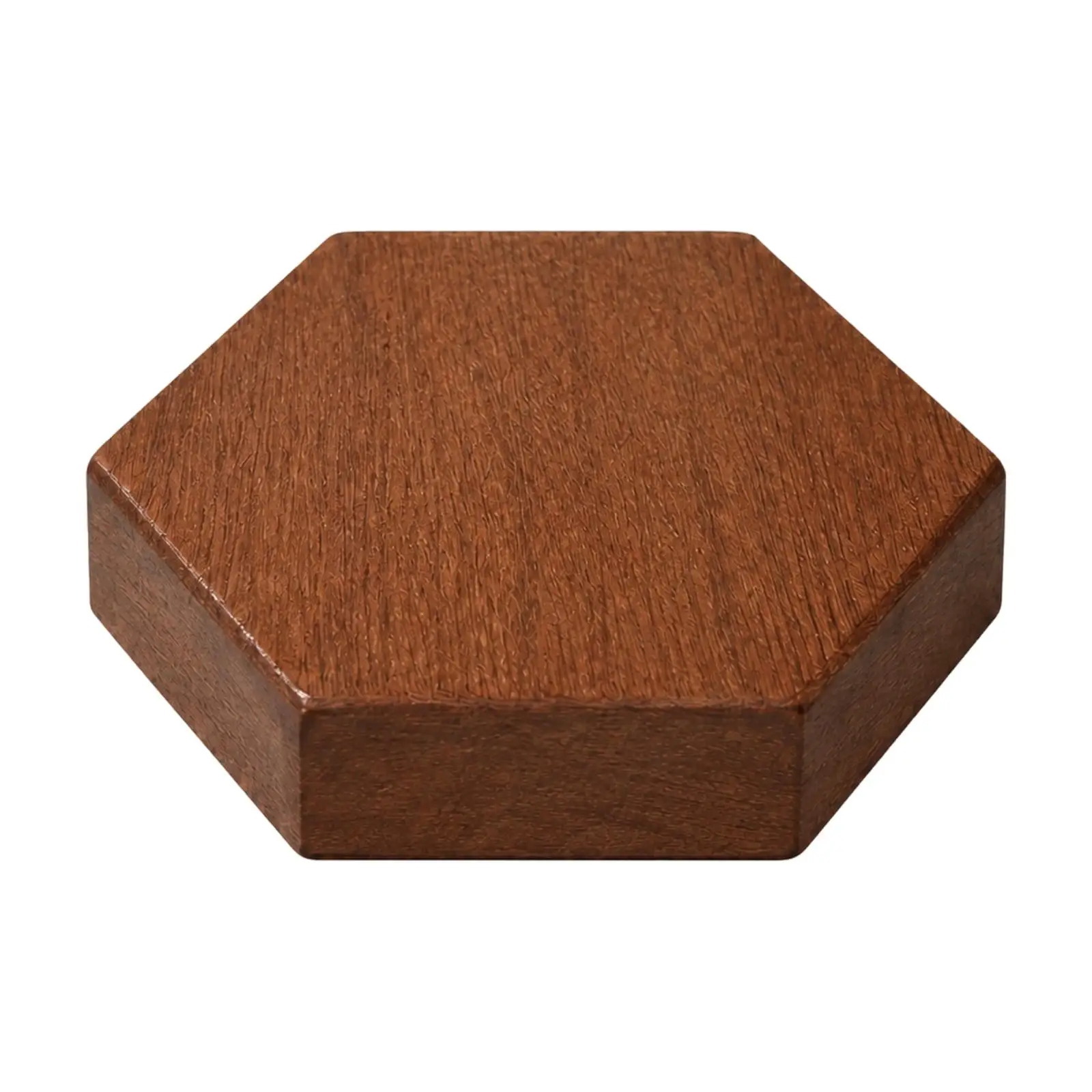 Hexagonal Ebony Wood Display Base Versatile Solid Wood Display Base with Beveled Edges Decorative Object Pedestal Sleek