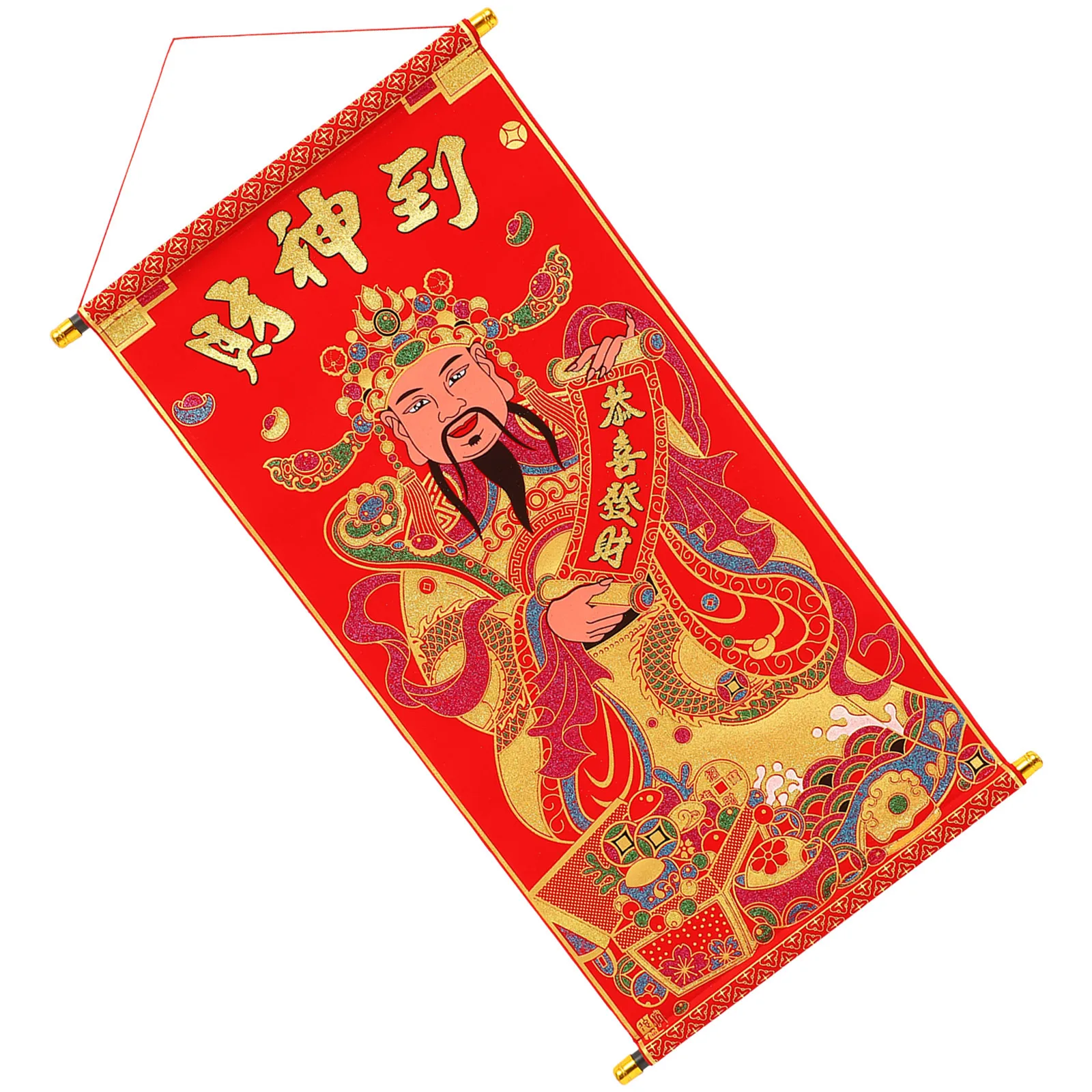 Luck Decoration Painting Hanging God of Wealth Chinese Style Wealth Art for Home Festival Celebration Decor Luck Decoration