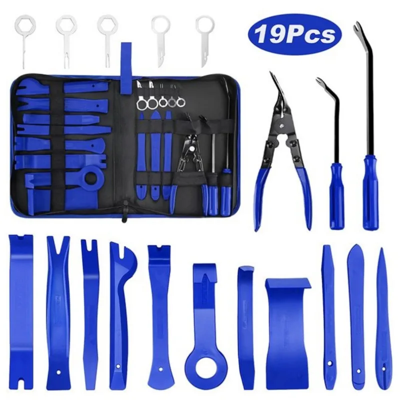 19pcs Auto Interior Disassembly Kit Car Plastic Trim Removal Tool Car Clips Puller Diy Panel Tools For Auto Trim Puller Set