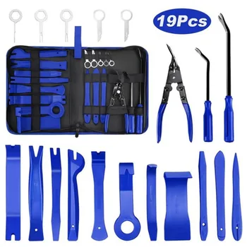 19pcs auto interior disassembly kit car plastic trim removal tool car clips puller diy panel tools for auto trim puller set