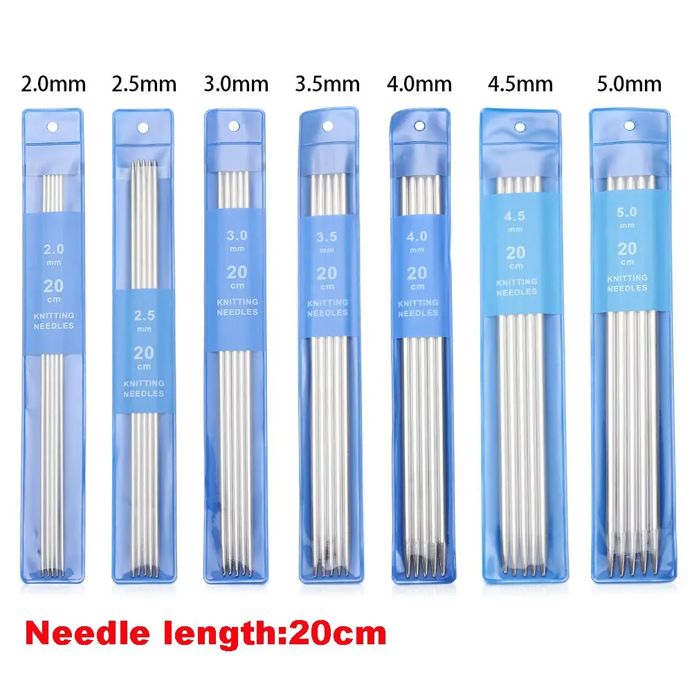 5Pcs/set 20cm Straight Knitting Needles Stainless Steel Crochet Hook DIY Sweater Weave Knitting Tools Size 2-5mm