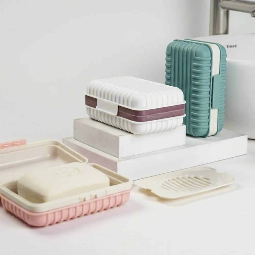 Portable Square Shape Soap Box With Lid Waterproof Drainable Design Bathroom Soap Holder Leakproof Soap Dish for Home Use