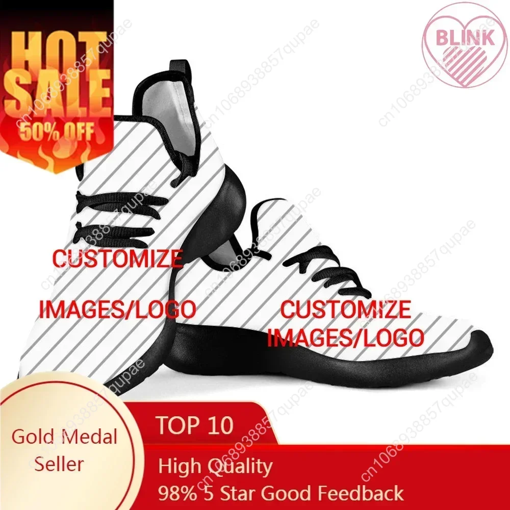 

Custom Shoes Customized Picture Logo Women Mesh Knit Sneakers Casual Lace Up Flats Ladies Breathable Fashion Light Shoes DIY